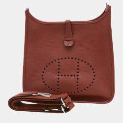 Hermes Taurillon Rouge H Evelyn 3 PM Shoulder Bag