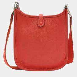 Hermes leather Taurillon Clemence Rouge Kutomato red Evelyn TPM shoulder bag