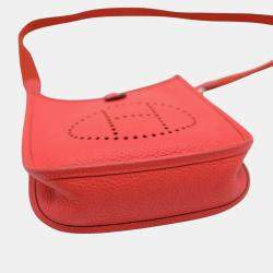 Hermes leather Taurillon Clemence Rouge Kutomato red Evelyn TPM shoulder bag