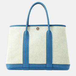 Hermes Ecru Blue Izmir Bamboo Toile Twill H Negonda Garden TPM Bag