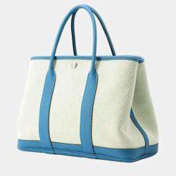 Hermes Ecru Blue Izmir Bamboo Toile Twill H Negonda Garden TPM Bag