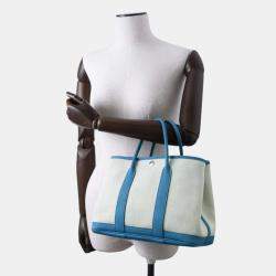 Hermes Ecru Blue Izmir Bamboo Toile Twill H Negonda Garden TPM Bag