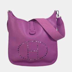 Hermes cyclamen purple H logo punching Crossbody bag