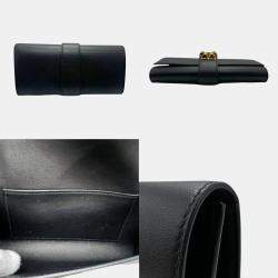 Hermes Swift Leather Black Gold Medor Clutch Bag PM