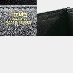 Hermes Swift Leather Black Gold Medor Clutch Bag PM