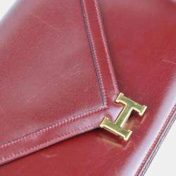 Hermes Box Calf Rouge Ash Bordeaux Liddy Clutch Vintage Shoulder Bag