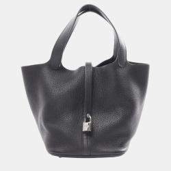 Hermes Black Taurillon Clemence Picotin Lock MM Handbag