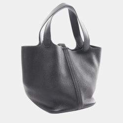 Hermes Black Taurillon Clemence Picotin Lock MM Handbag