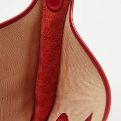 Pre Owned Hermes Red Canvas and Leather Evelyne I GM Bag