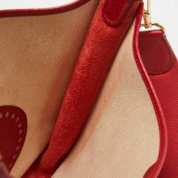 Pre Owned Hermes Red Canvas and Leather Evelyne I GM Bag