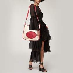 Pre Owned Hermes Red Canvas and Leather Evelyne I GM Bag