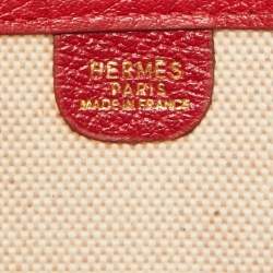 Pre Owned Hermes Red Canvas and Leather Evelyne I GM Bag