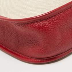 Pre Owned Hermes Red Canvas and Leather Evelyne I GM Bag