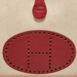 Pre Owned Hermes Red Canvas and Leather Evelyne I GM Bag