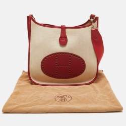 Pre Owned Hermes Red Canvas and Leather Evelyne I GM Bag