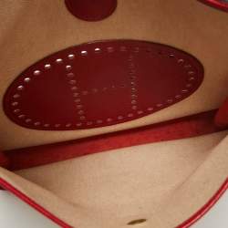 Pre Owned Hermes Red Canvas and Leather Evelyne I GM Bag
