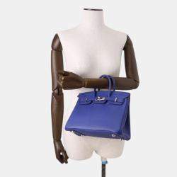 Pre Owned Hermes Blue Electric Togo Leather Birkin Size 25