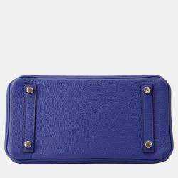 Pre Owned Hermes Blue Electric Togo Leather Birkin Size 25
