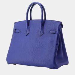 Pre Owned Hermes Blue Electric Togo Leather Birkin Size 25