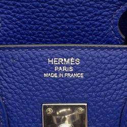 Pre Owned Hermes Blue Electric Togo Leather Birkin Size 25