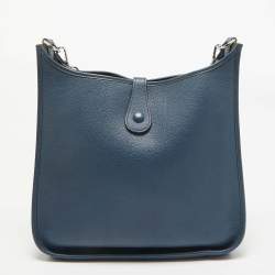 Hermes Bleu Tempete Togo Leather Evelyne I GM Bag