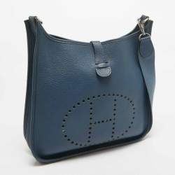 Hermes Bleu Tempete Togo Leather Evelyne I GM Bag