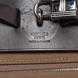 Pre Owned Hermes Etoupe Grey/Cafe Canvas and Leather Herbag Zip 31 Bag