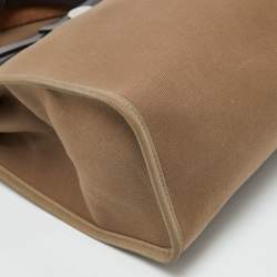 Pre Owned Hermes Etoupe Grey/Cafe Canvas and Leather Herbag Zip 31 Bag