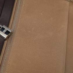 Pre Owned Hermes Etoupe Grey/Cafe Canvas and Leather Herbag Zip 31 Bag