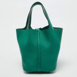Hermes Menthe Clemence Leather Picotin Lock 18 Bag