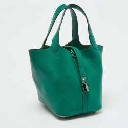 Hermes Menthe Clemence Leather Picotin Lock 18 Bag