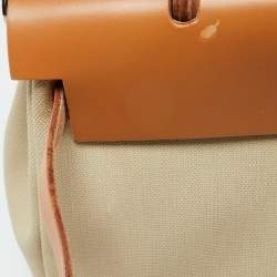 Pre Owned Hermes Beton/Natural Vache Hunter and Toile Militaire Herbag Zip 31 Bag