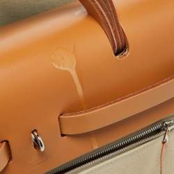 Pre Owned Hermes Beton/Natural Vache Hunter and Toile Militaire Herbag Zip 31 Bag