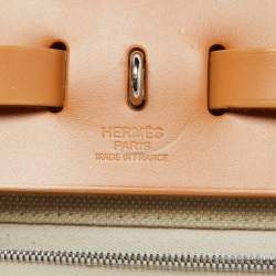 Pre Owned Hermes Beton/Natural Vache Hunter and Toile Militaire Herbag Zip 31 Bag