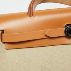 Pre Owned Hermes Beton/Natural Vache Hunter and Toile Militaire Herbag Zip 31 Bag