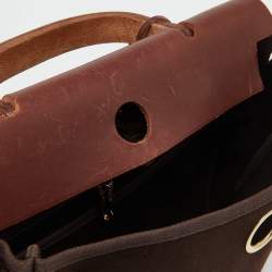 Hermès Cafe/Terre Canvas and Leather 2in1 Herbag Zip 31 Bag