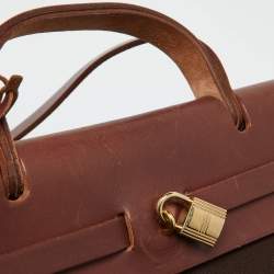 Hermès Cafe/Terre Canvas and Leather 2in1 Herbag Zip 31 Bag