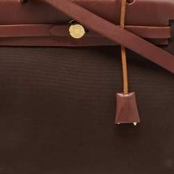 Hermès Cafe/Terre Canvas and Leather 2in1 Herbag Zip 31 Bag