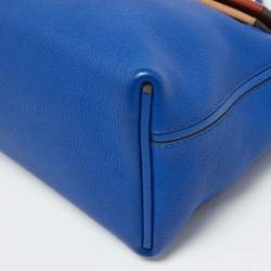 Hermes Blue Royal/Tabac Camel/Fauve Evercolor and Swift Leather Gold Finish 24/24 29 Bag