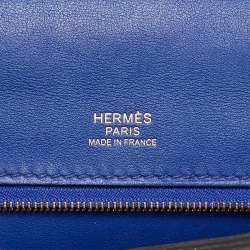 Hermes Blue Royal/Tabac Camel/Fauve Evercolor and Swift Leather Gold Finish 24/24 29 Bag