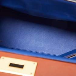 Hermes Blue Royal/Tabac Camel/Fauve Evercolor and Swift Leather Gold Finish 24/24 29 Bag