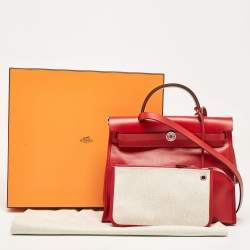 Pre Owned Hermès Rogue Piment/Ecru Canvas and Vache Hunter Herbag Zip 31 Bag