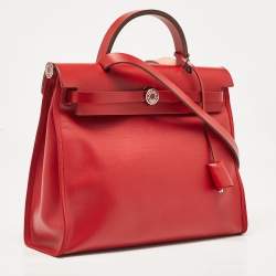 Pre Owned Hermès Rogue Piment/Ecru Canvas and Vache Hunter Herbag Zip 31 Bag