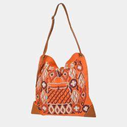 Hermes Orange Silk Silky City GM Shoulder Bag