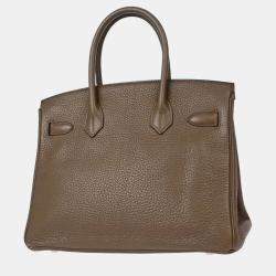 Hermes Taupe Taurillon Clemence Birkin 30 Handbag