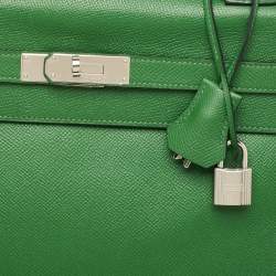 Hermes Vert Bengal Epsom Leather Palladium Finish Kelly Retourne 35 Bag