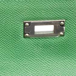 Hermes Vert Bengal Epsom Leather Palladium Finish Kelly Retourne 35 Bag