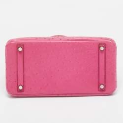 Hermes Fuchsia Ostrich Palladium Finish Birkin 30 Bag