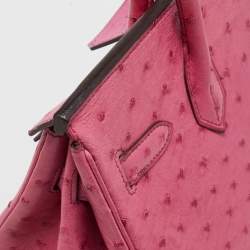 Hermes Fuchsia Ostrich Palladium Finish Birkin 30 Bag