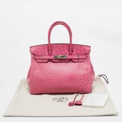 Hermes Fuchsia Ostrich Palladium Finish Birkin 30 Bag